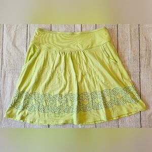 Title Nine Skirt Women's Size Large Embroidered Athletic Cotton Pockets Citron
